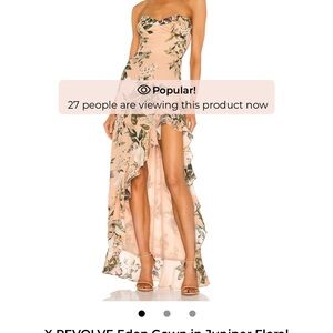 REVOLVE Strapless High Low Dress in Peach and Green Floral